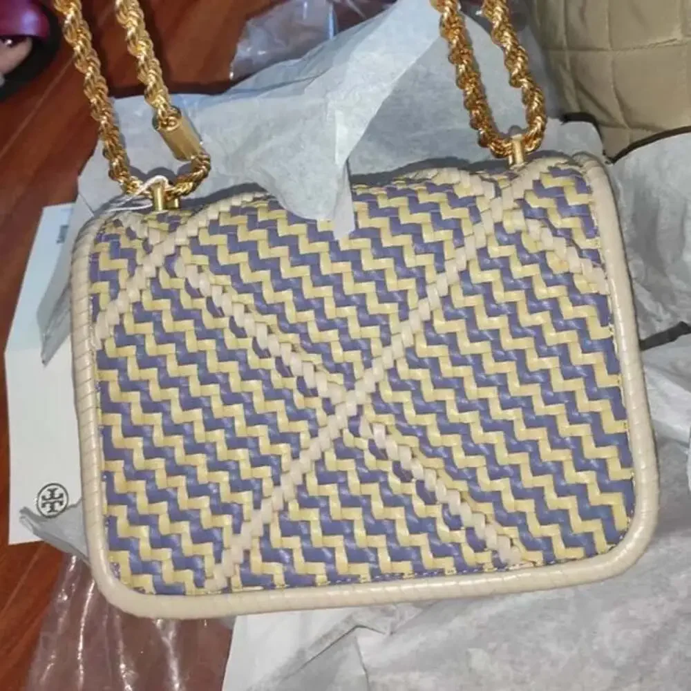 TORY BURCH Small Eleanor Diamond Woven Braided Leather Shoulder Bag